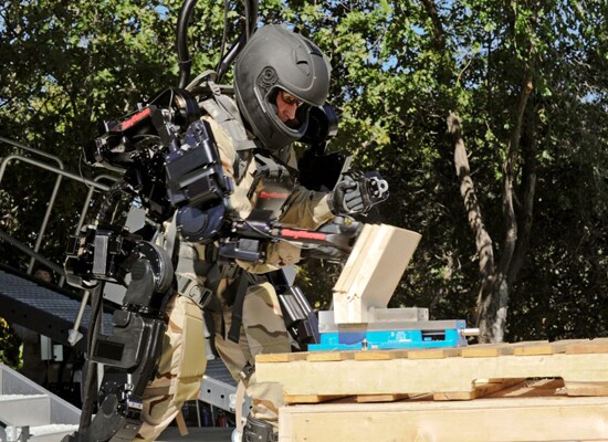 Raytheon's XOS 2 empowers its user to punch through a block of wood