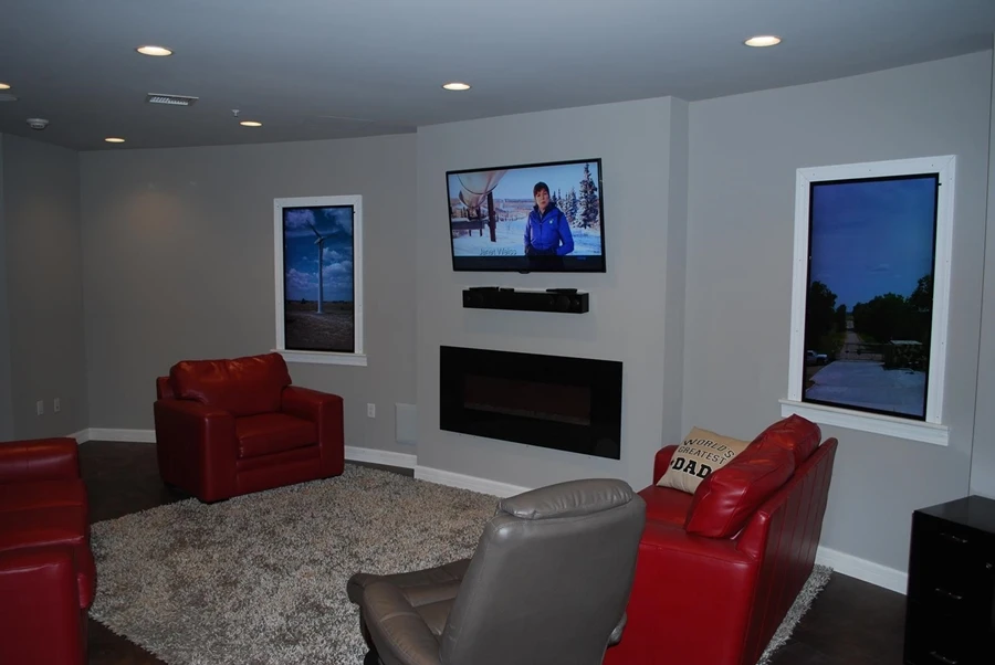 A TV area in one of the shelter condos