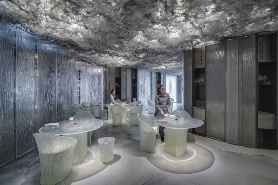 This amazing restaurant was inspired by two watercolor paintings. Digital printing company Neolith developed a novel process to print on sintered stone and the final result is Enigma, nominated for Best Use of Material