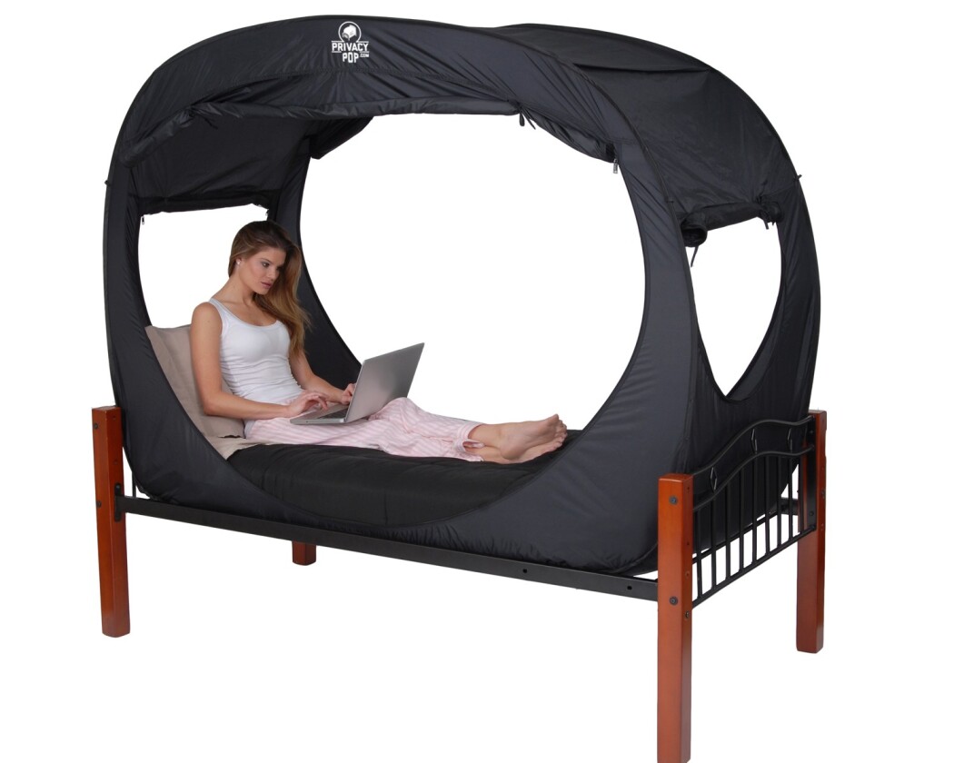 The Privacy Pop includes zippered windows for ventilation and light