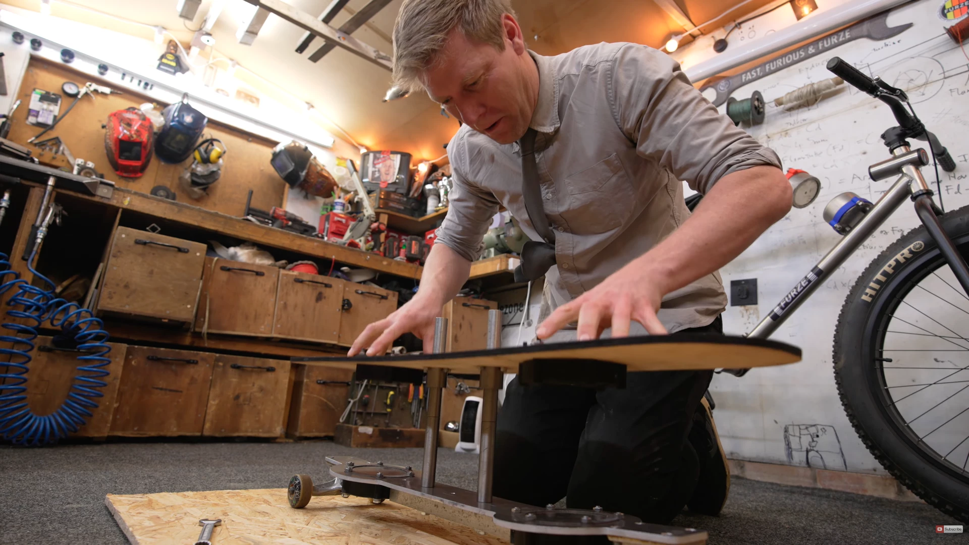 Like he did with his mountain bike build, Colin Furze invented a suspension system with no mechanical contact