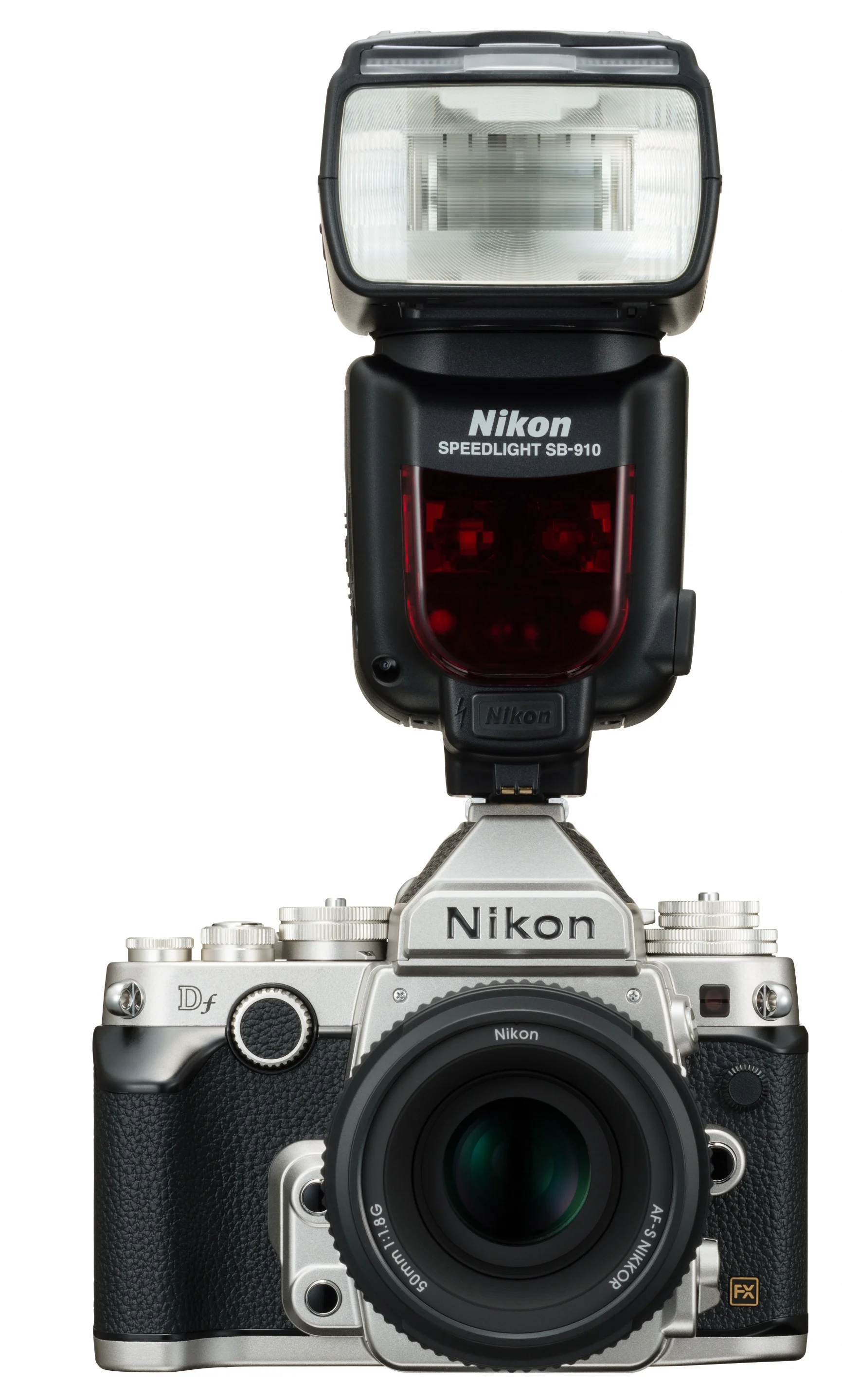 While it doesn't have a built-in flash, the Nikon Df has a standard hot-shoe