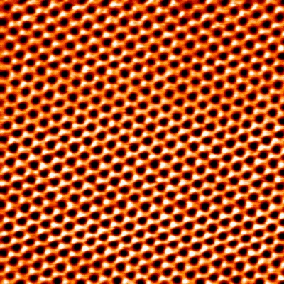 A scanning tunneling microscope image of a sheet of graphene