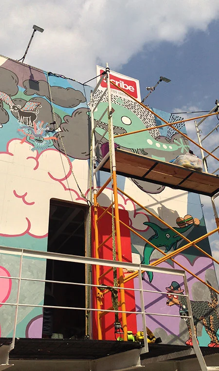 Mexican-born artist Cecilia Beaven painted a mural of about 50 different requests sent in through Twitter, adding new elements each day