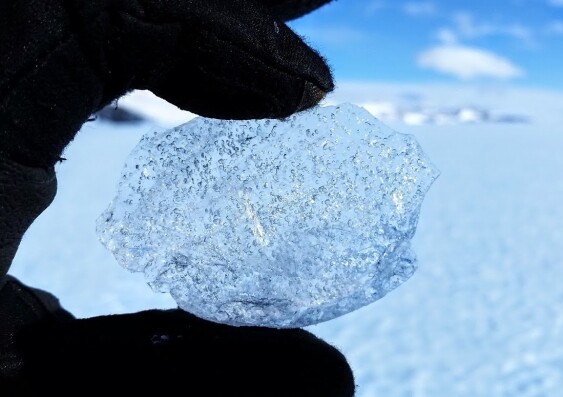 Trace gas bubbles in the ice samples collected by researchers in the Antarctic