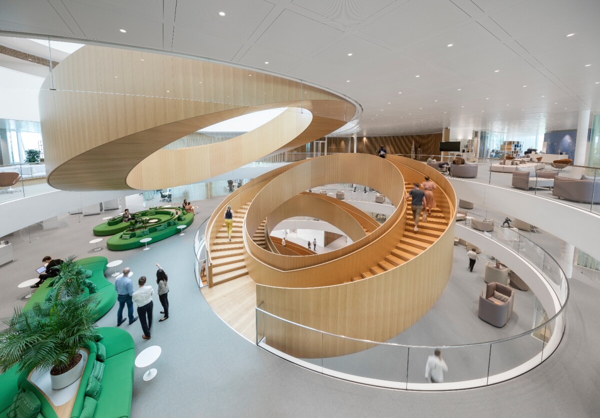 The Olympic House's staircase references Baron Pierre de Coubertin’s iconic Olympic Rings design