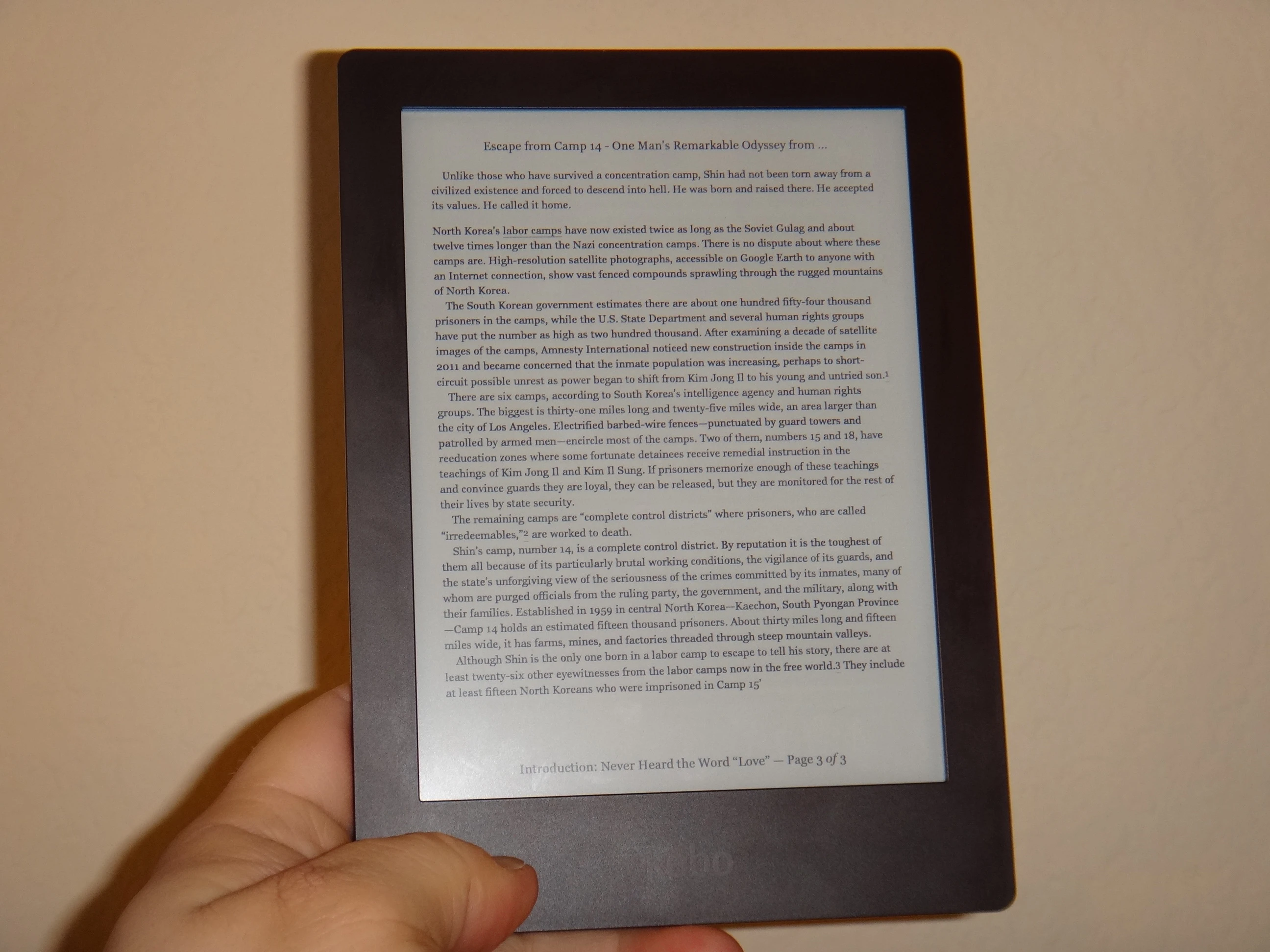 As you can imagine, the text the e-reader displays is just as sharp, if not sharper, than a high-quality paperback