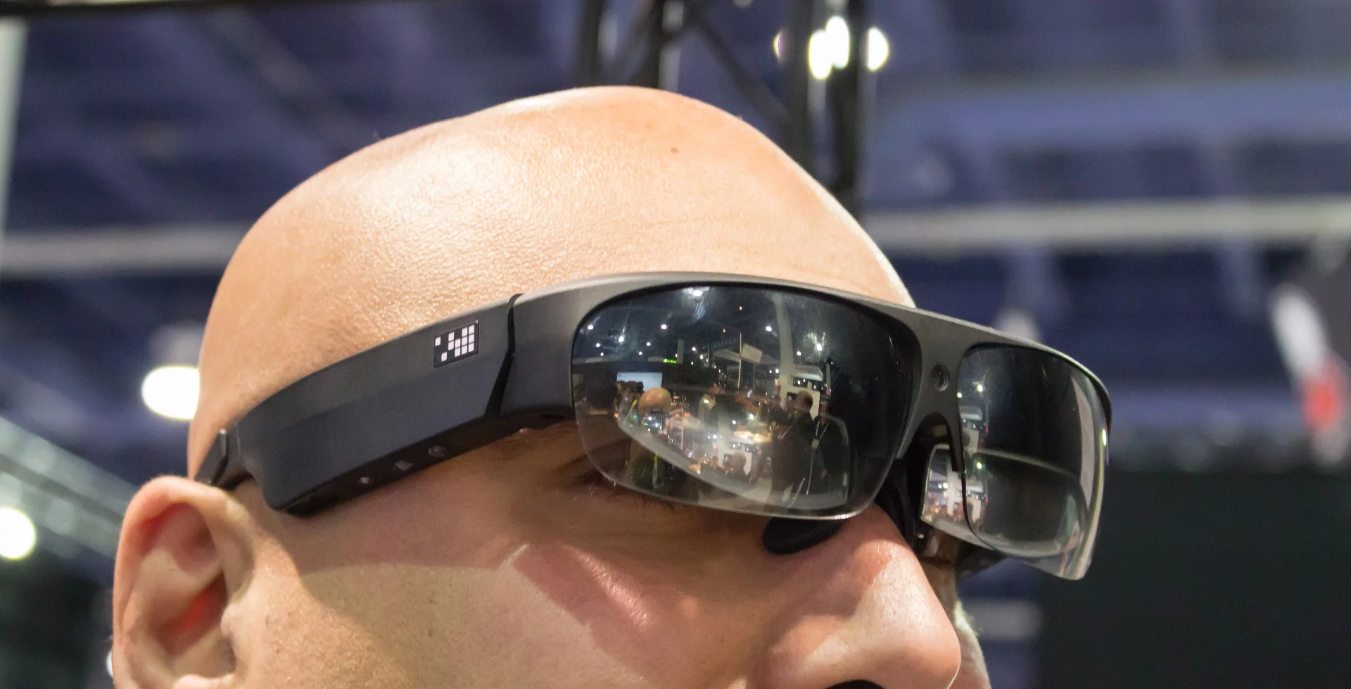 ODG's VP of Headworn Tech Nima Shams modeling a prototype with a wide field of view