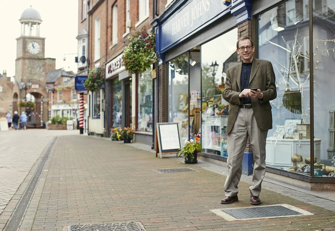 Fred Wilson, Chiltern District Council’s Cabinet member, with the Wi-Fi pavement