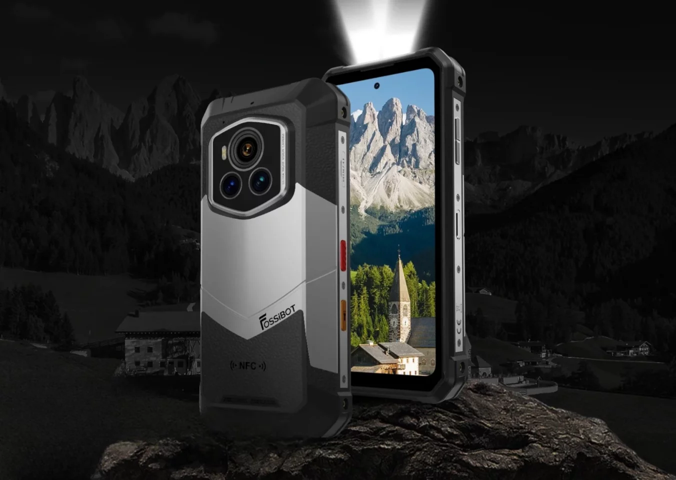 The FossiBot F107 Pro features a fast-refresh FHD+ touchscreen, 28,000-mAh battery and a dual-beam flashlight