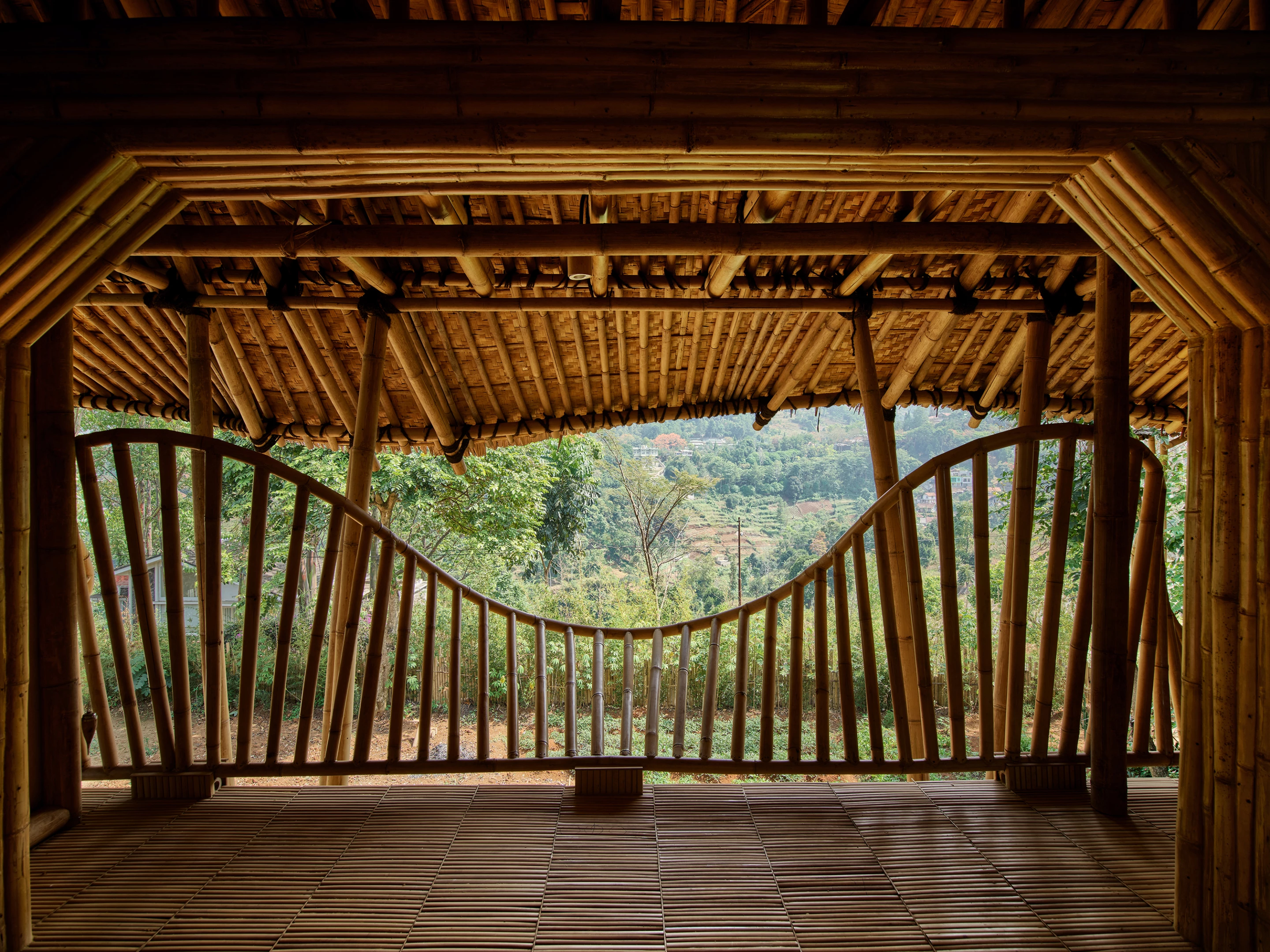 Kujang is intended for open-air meetings and gatherings and it will eventually be used as a village school. It also contains a workshop