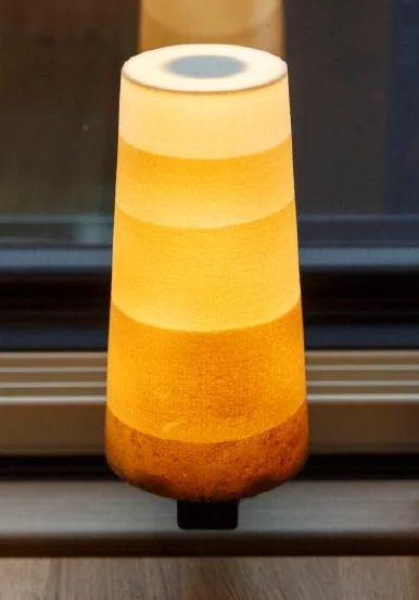 Upper lounge lamps were made to look like an upside-down Starbucks cup