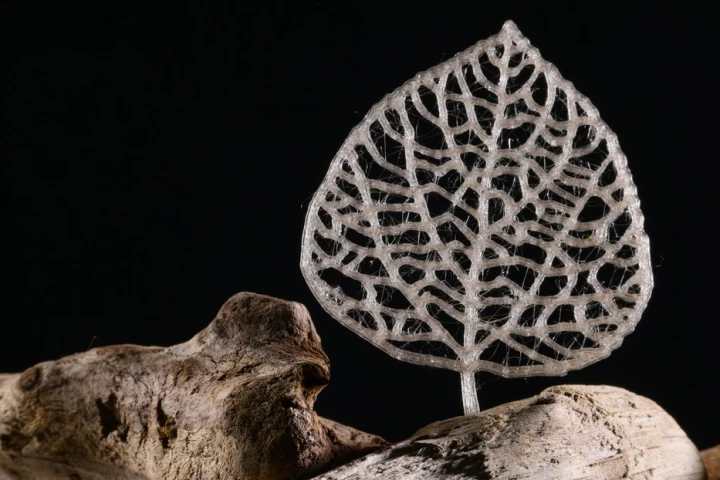 A 3D-printed leaf made from the new plant-based bioplastic