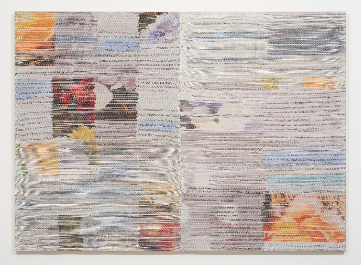 Margo Wolowiec uses a traditional loom to weave images gathered from digital sources and social media