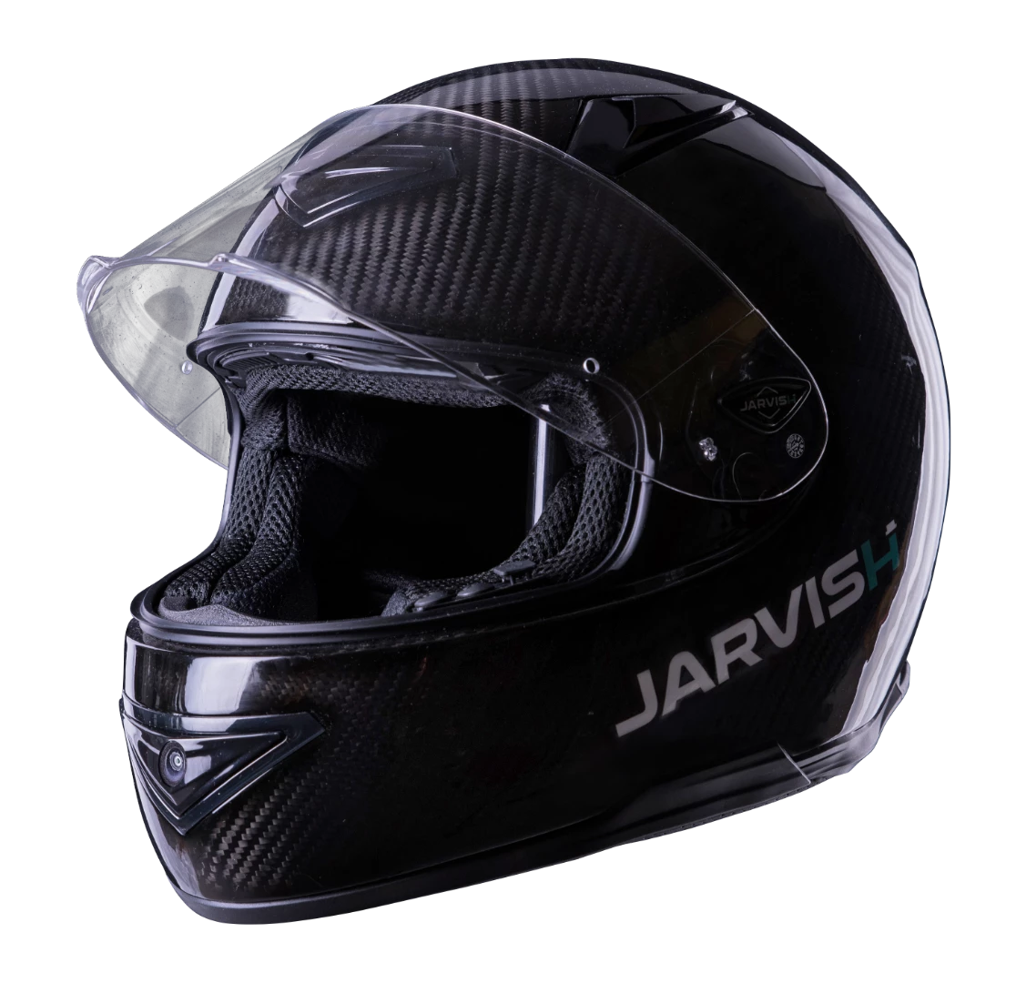 Jarvish X smart helmet: entry level model skips the rear facing camera and HUD, but delivers full carbon, Bluetooth communications, a forward facing action cam and voice control