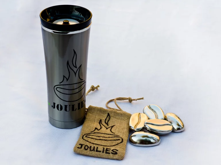 Coffee Joulies incorporate a phase change material to quickly cool your hot coffee to the "perfect" temperature, and then keep it there