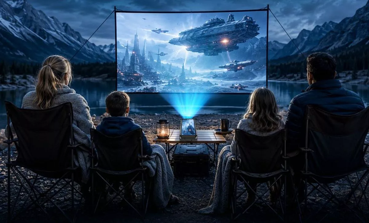 At just 220 lumens, the Tank 5's built-in projector won't win the fight with ambient light so after-dark watch parties will be the way to go