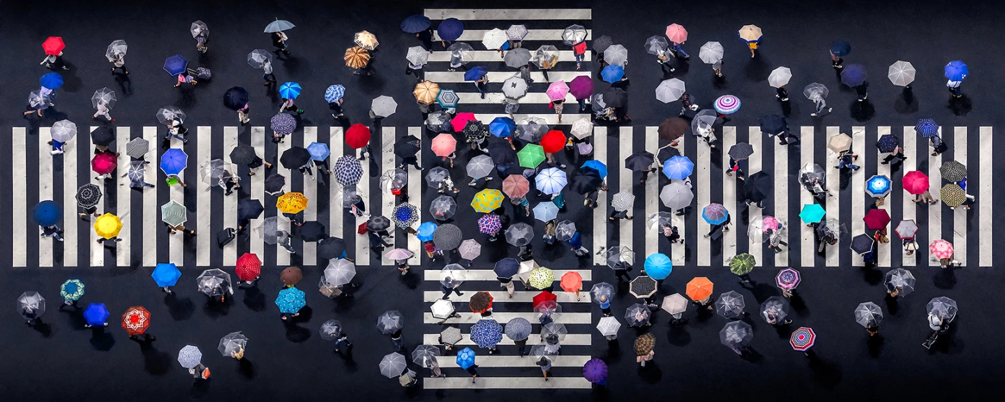 1st Place - Patterns. "Umbrella Crossing",