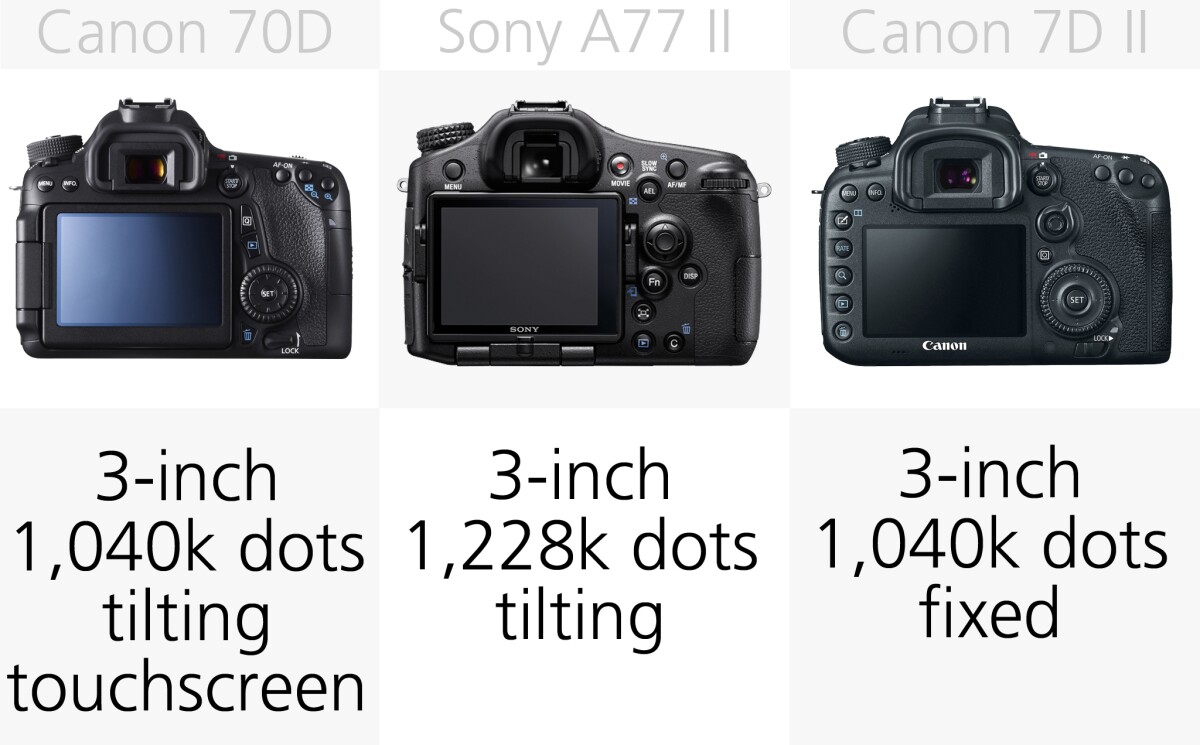 The Canon 70D is the only offering here to use a touchscreen