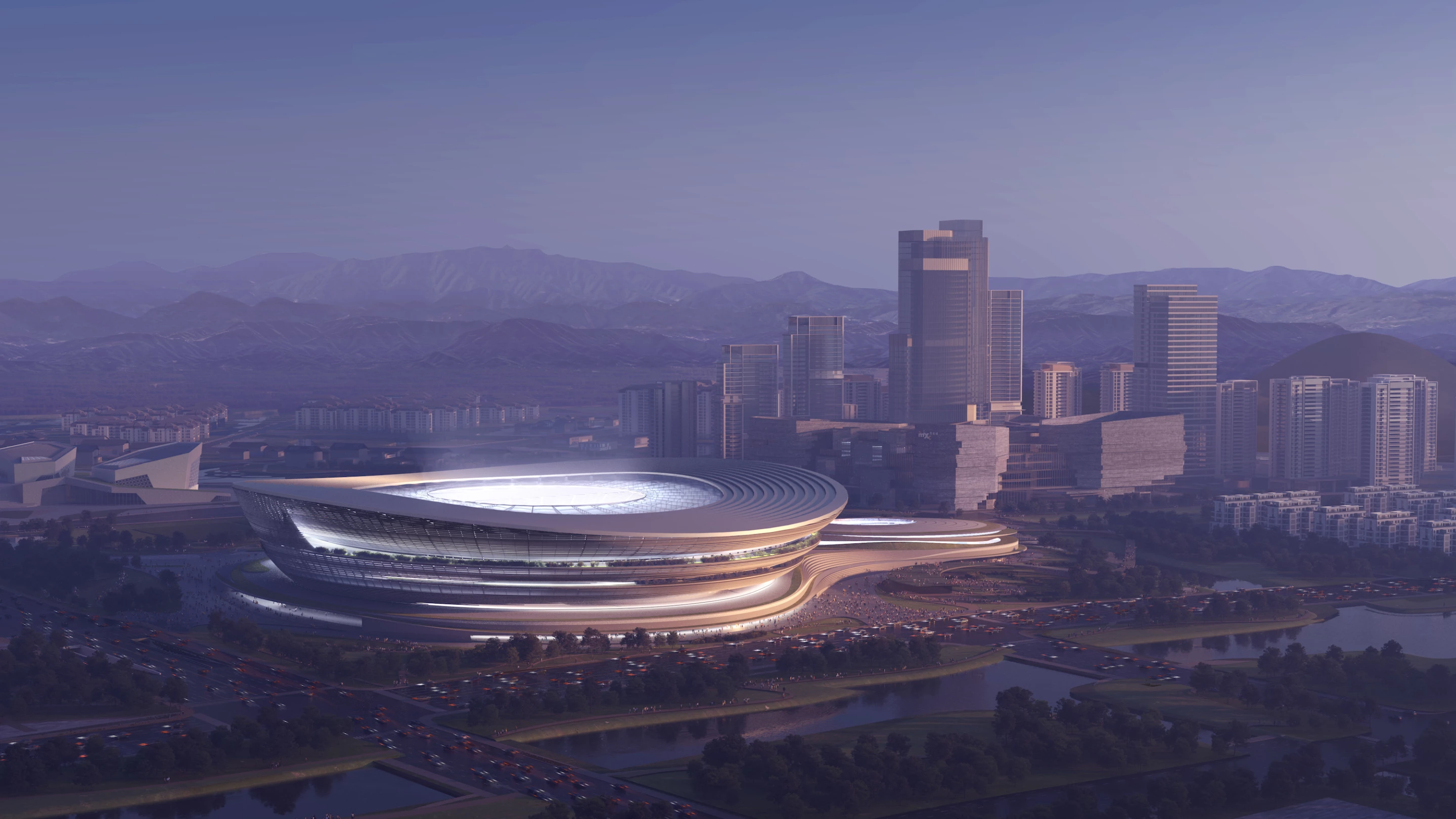 The Hangzhou International Sports Centre will reduce its grid-based electricity usage with solar panels and natural ventilation