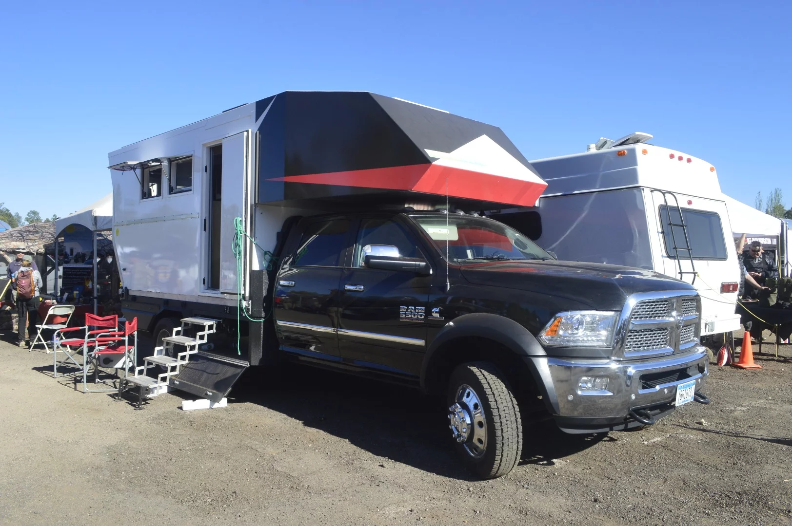 This off-grid truck camper module from Minnesota's Camper Logic was one of the more distinctive and colorful camper shells of OX West 2017