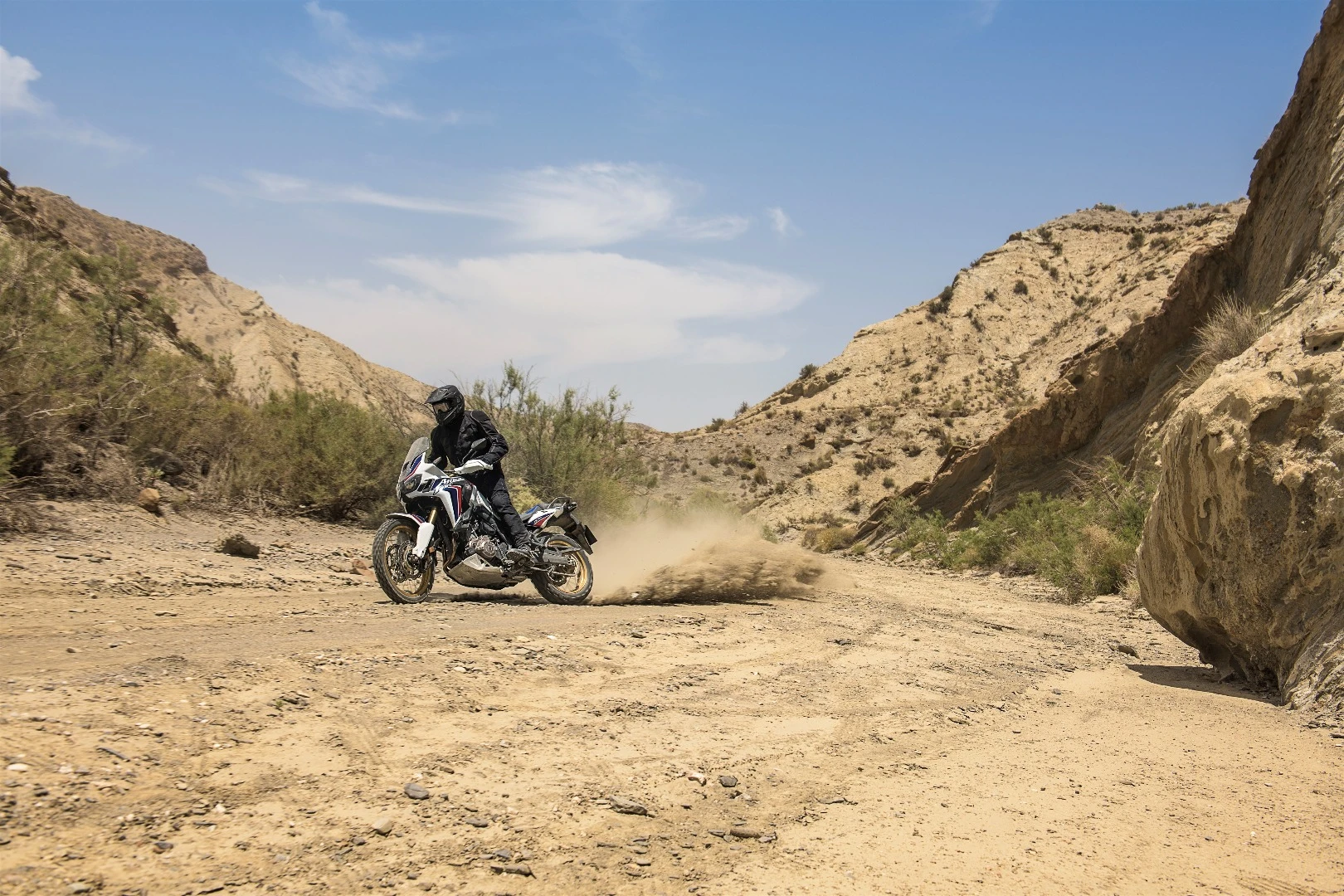 Honda says that the CRF1000L Africa Twin is a motorcycle that “has to perform in off-road situations as well as on-road long-range touring, and all points in between”