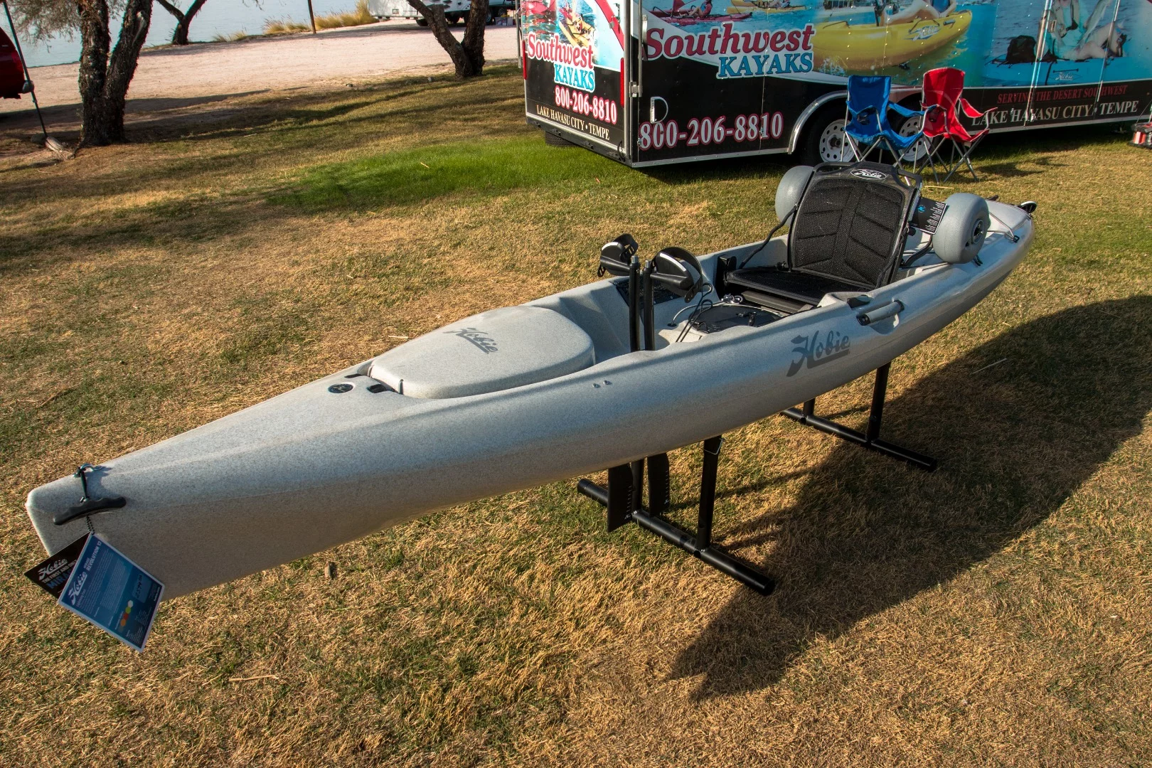 Hobie's Mirage Revolution 13, at US$2,600, is a mid-range, Mirage drive-powered adventure/fishing kayak with an optional sail kit