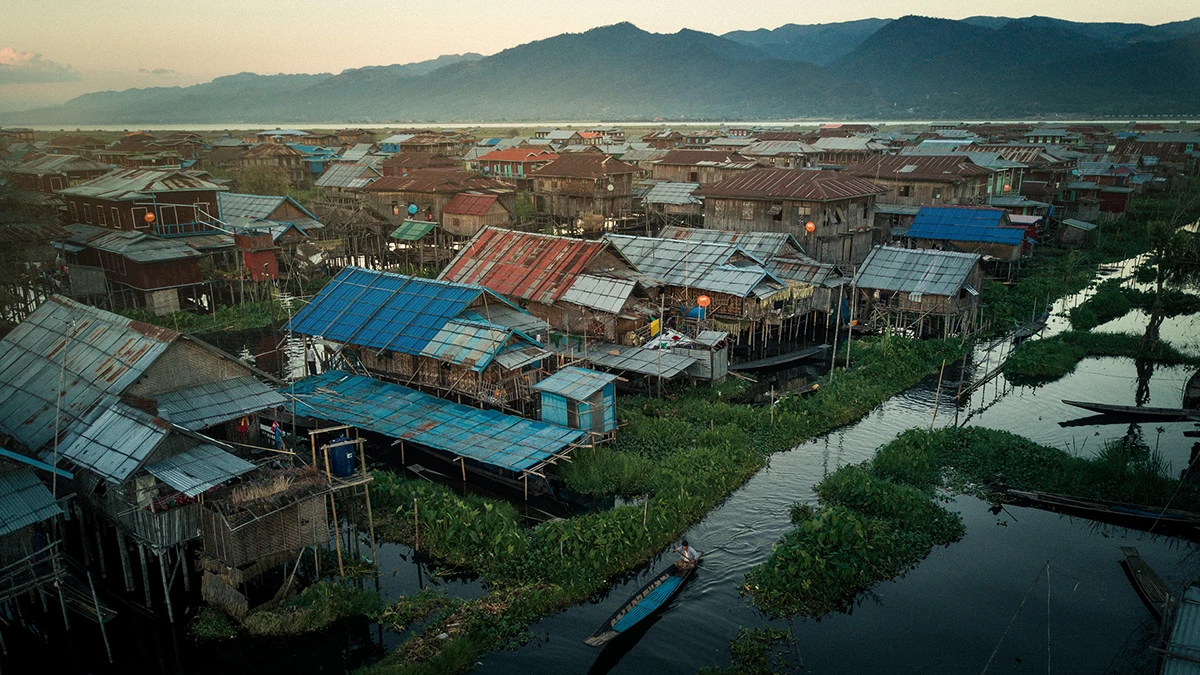 Inle Lake, Myanmar, shot with a DJI Mavic Pro. (Credit: Dimitar Karanikolov / Behance CC BY-NC-ND 4.0)