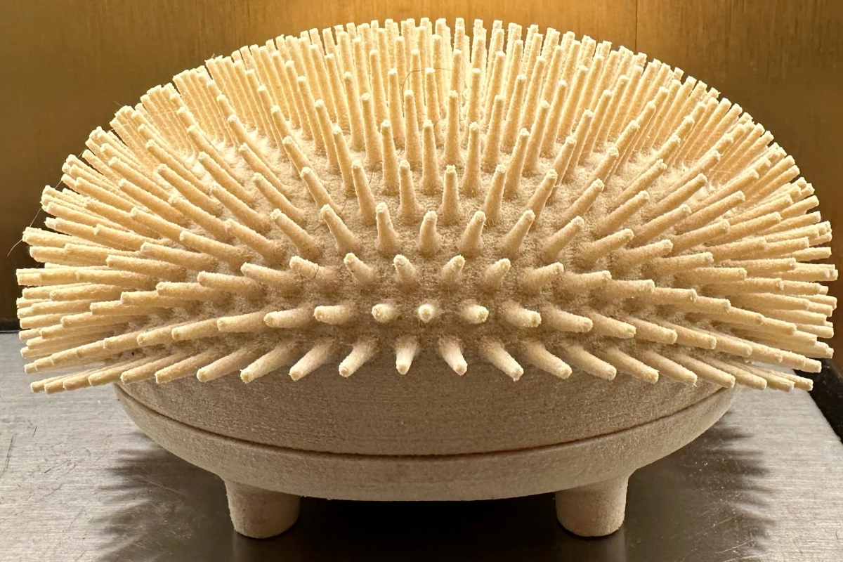 The 3D-printed surrogate hedgehog, which may someday be used in standardized testing for robotic lawnmowers