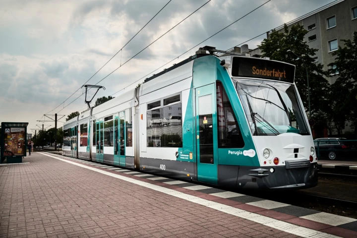 The Combino tram developed by Siemens was put to work on a 6-kilometer (3.7-mi) section of test track