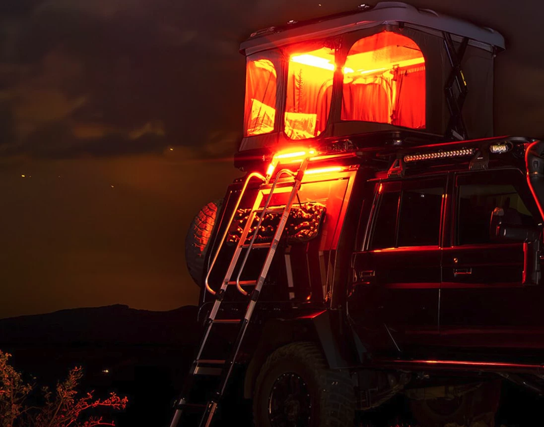 A very welcoming rooftop tent, no matter how late or dark