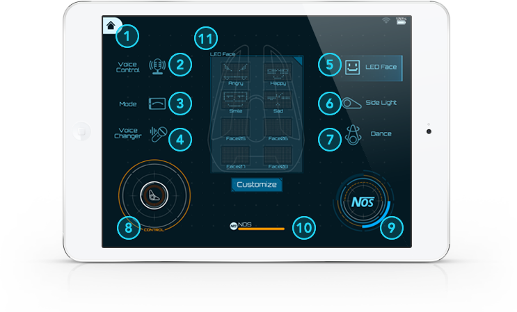 The Codeybot interactive control screen for iOS