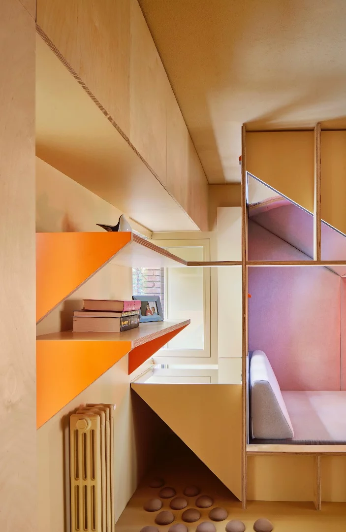 The new spaces have been created with plywood