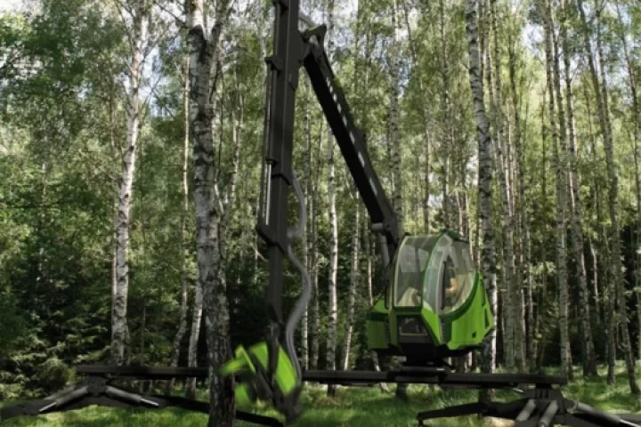 Making strides: this concept tree harvester can take 8-meter steps and functions on marshy ground and inclines of up to 36 percent