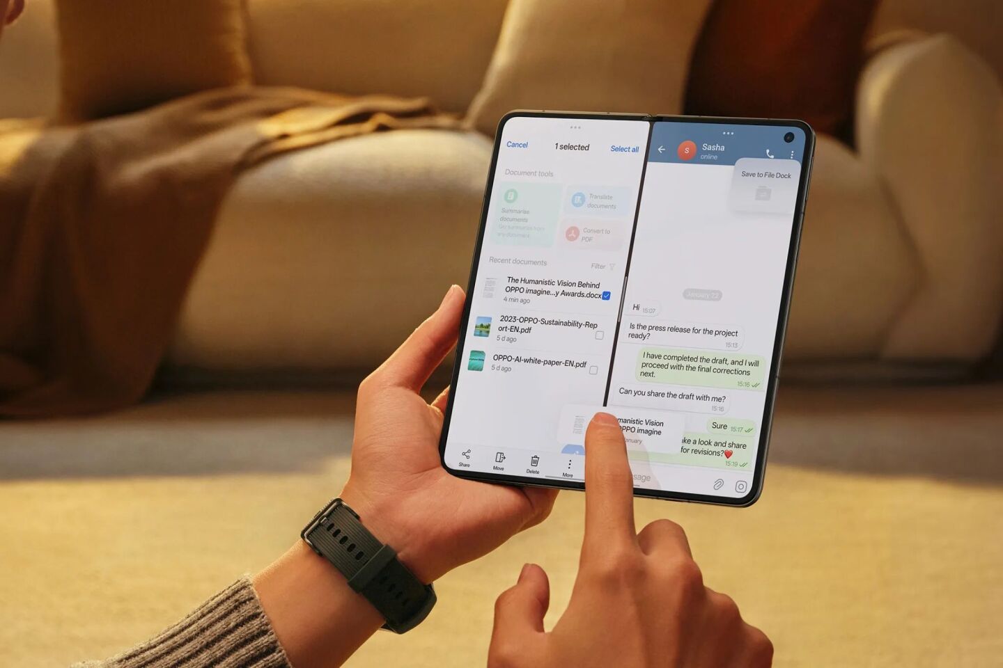 When unfolded, the Find N5's inner display measures 8.12 inches