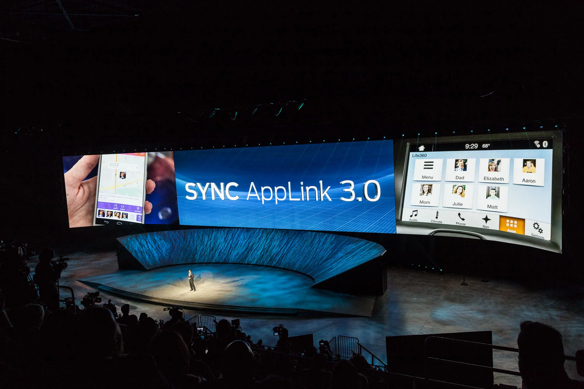 Ford used its Hollywood-style launch event to showcase its upgraded SYNC 3.0 voice and touch control system (Photo: Gizmag/Loz Blain)