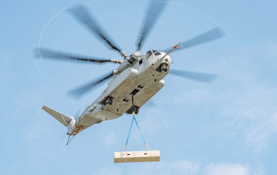 The Sikorsky CH-53 King Stallion lifts a 27,000-pound external load