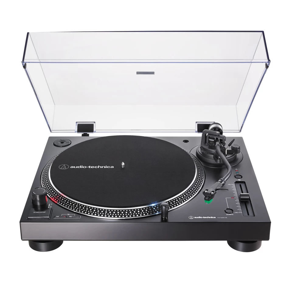 The 120XBT-USB turntable rocks a Technics vibe, and allows listeners to go cabled or wire-free