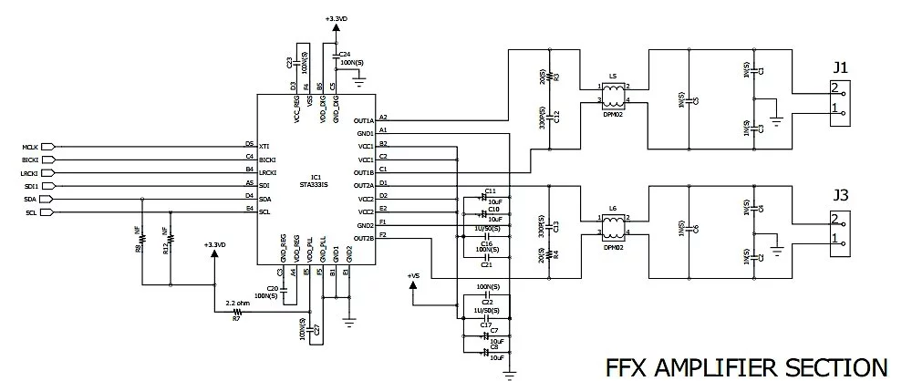 Schematic of the evaluation board shown above (Image: STMicrosystems)