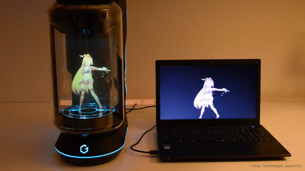 Gatebox uses back projection technology to create the illusion of a hologram