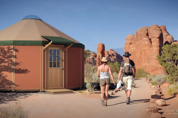 Freedom Yurt-Cabins are delivered in kit form, and the firm states they can be assembled by a couple of people in a weekend