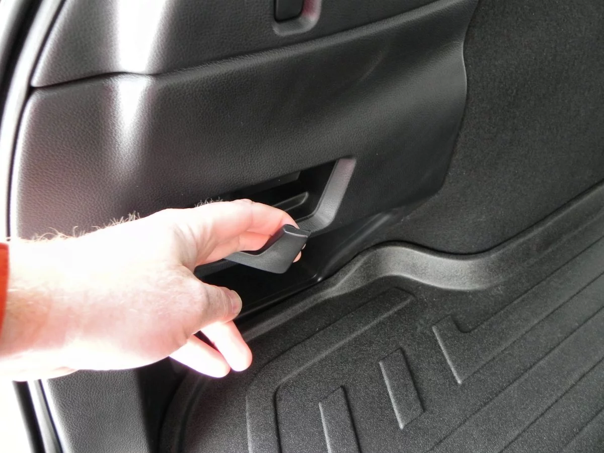 Convenient rear seat fold-down levers are located just inside the hatch