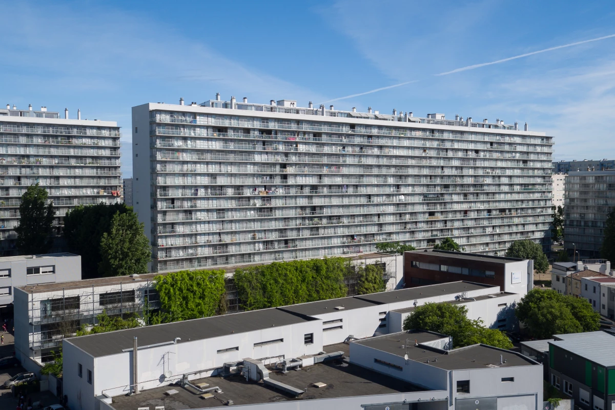 Transformation of G, H, I Buildings, Grand Parc, 530 Units, Social Housing (with Frédéric Druot and Christophe Hutin) was completed in 2017 and is an example of Lacaton and Vassal's belief that demolishing existing buildings should be avoided if at all possible