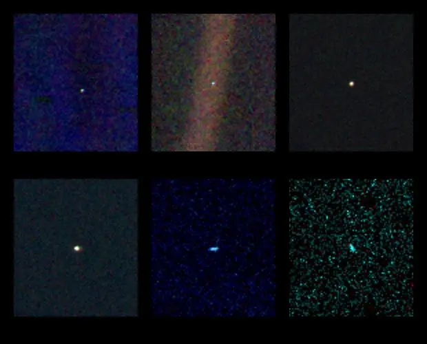 Left to right and top to bottom are Venus, Earth, Jupiter, and Saturn, Uranus, Neptune (Image: NASA, JPL)