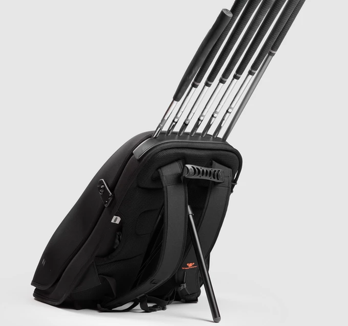 An integrated kickstand keeps the Grasshopper Backpack propped up when set down