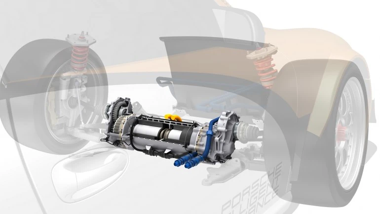 The Porsche 911 GT3 R Hybrid front axle