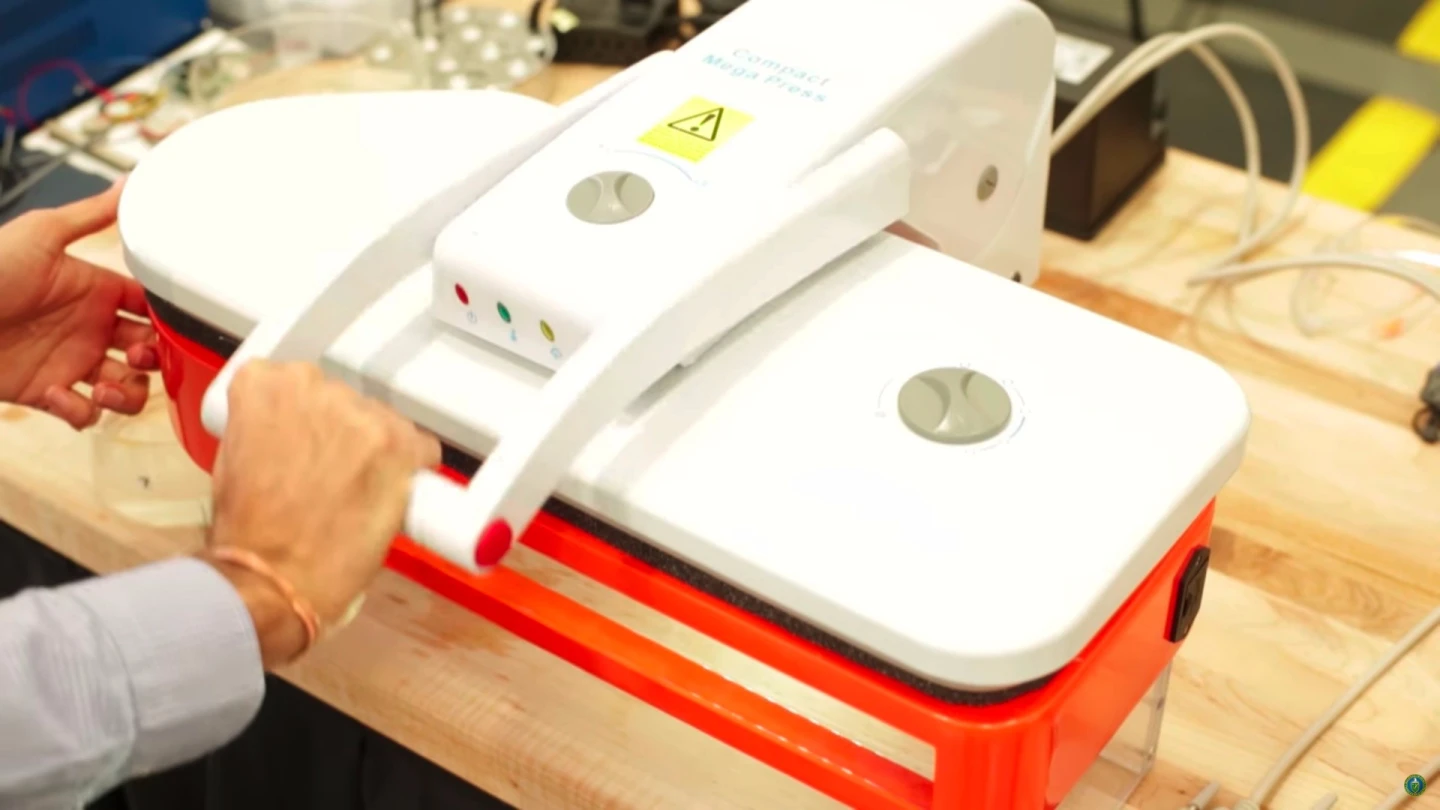A press dryer that uses high-frequency vibrations rather than heat to dry clothing