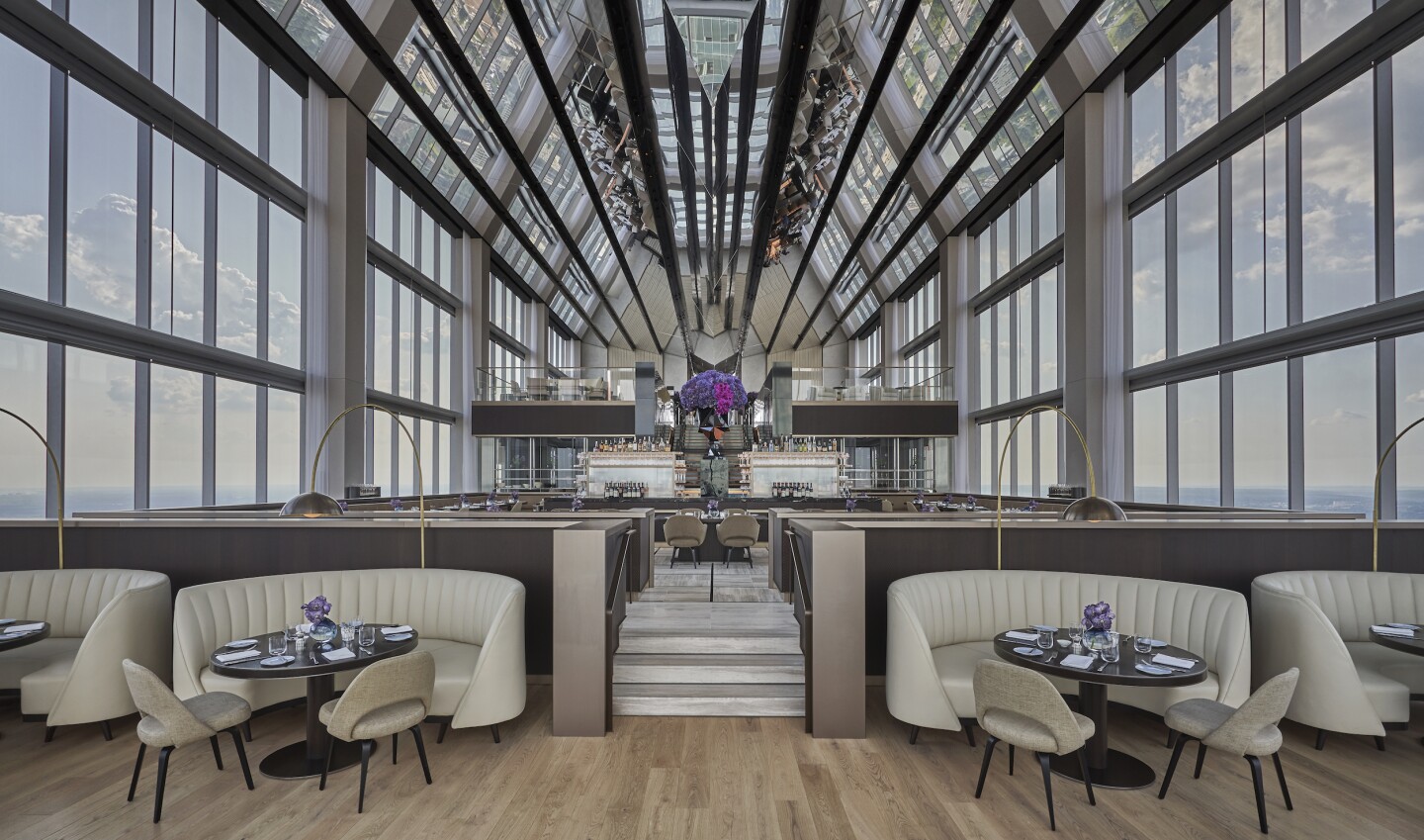 The Comcast Technology Center's Four Seasons Hotel includes a glazed restaurant that offers choice views of the city