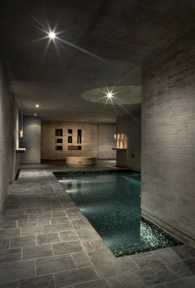 The health spa includes baths, steam and massage rooms designed by Argentinian architects, A4 Estudio
