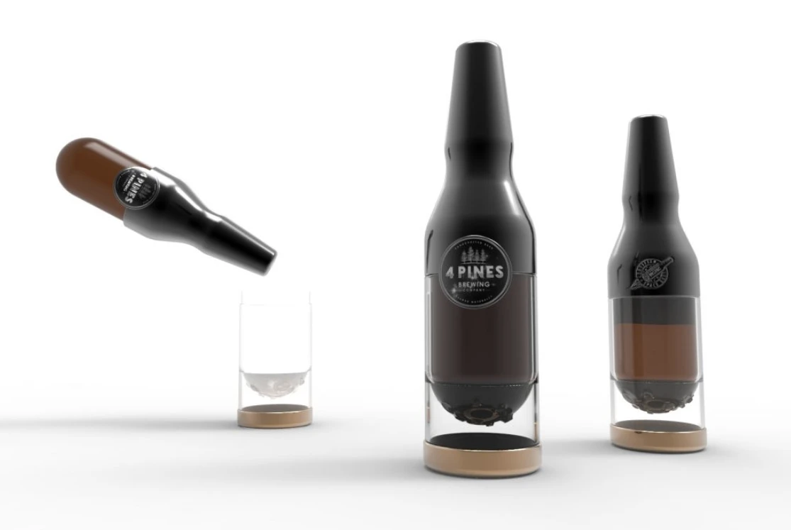 The concept beer bottle for enjoying a brewski in space